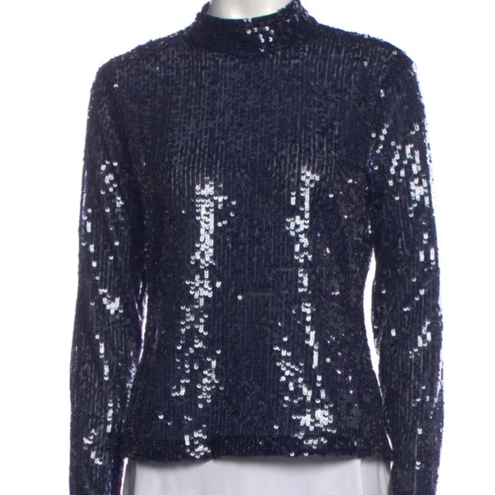 STAUD Navy Sequin Top